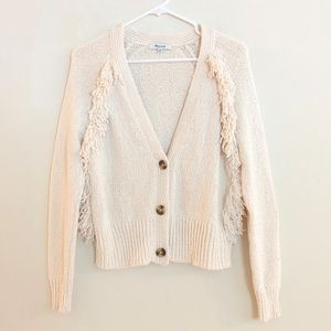 Madewell Fringe Cardigan Sweater Chatterton Ivory Cream - Size XS